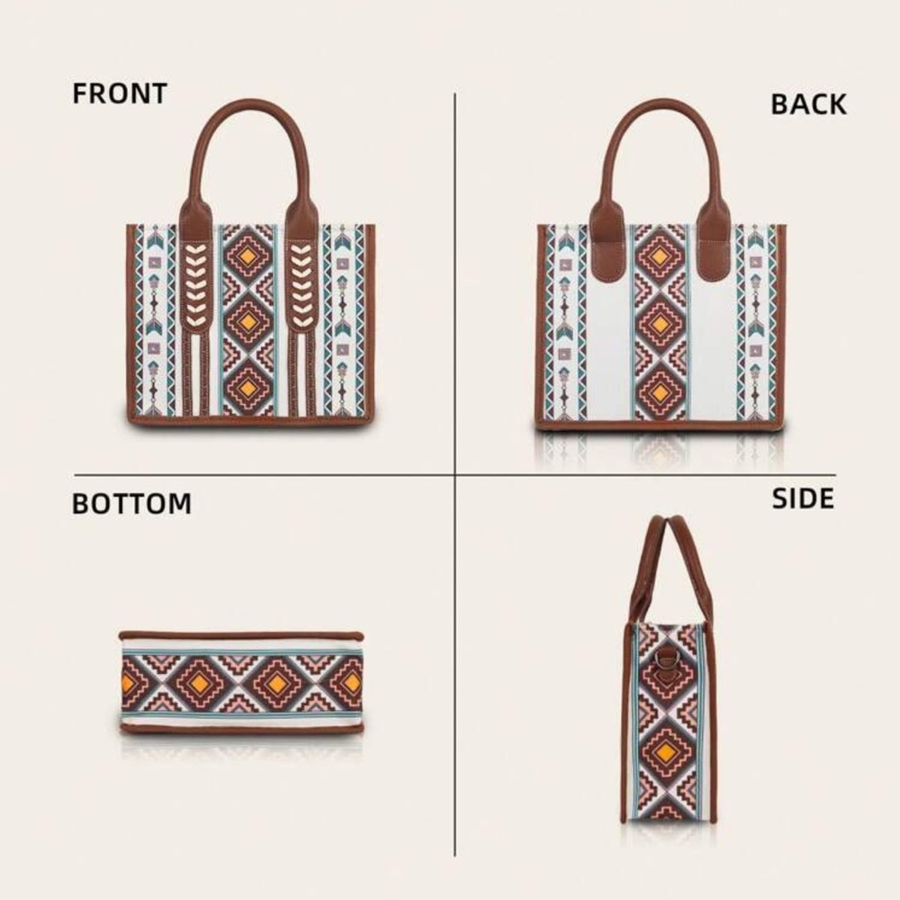 NWT Aztec Pattern Brown Handbag Set - Picture 2 of 6
